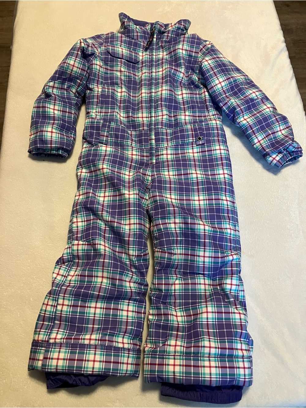 Burton Purple Plaid Kids One-Piece Snowsuit